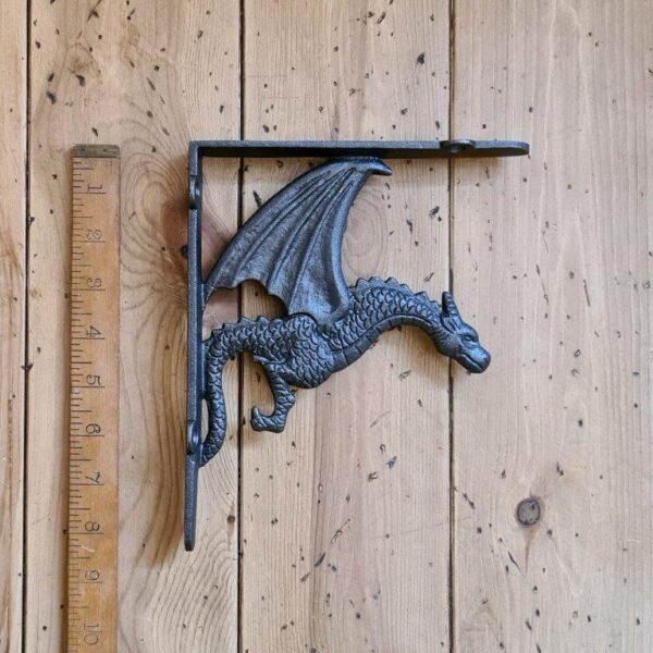 Shelf Bracket WINGED DRAGON Cast Antique Iron 210mm x 180mm